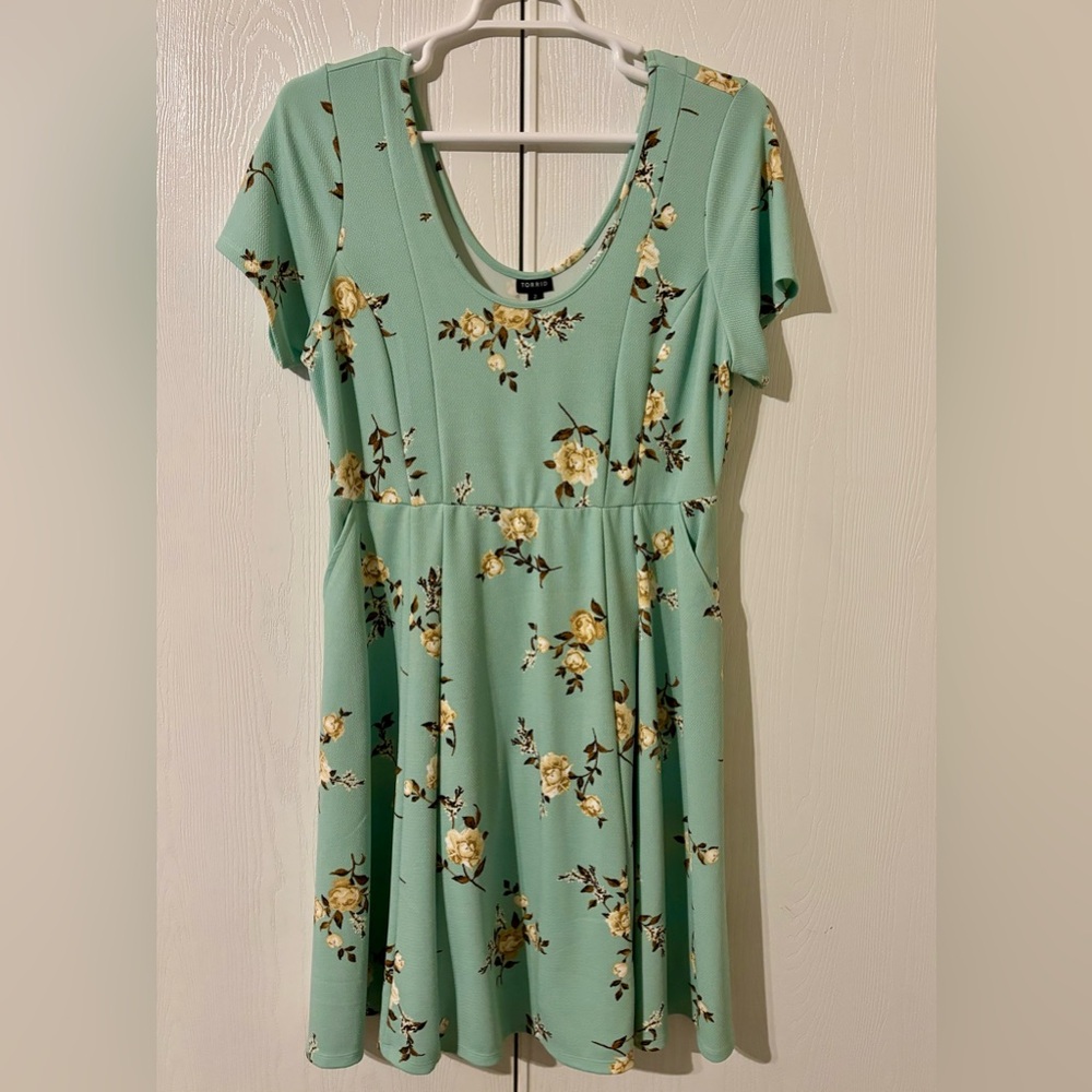 Torrid Mint Green Floral Sundress Sleeveless